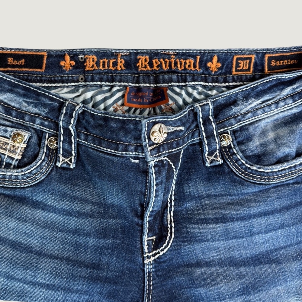 Rock Revival Bootcut Jeans Womens 30 Blue Excellent Cotton Denim